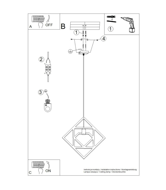 Caro Pendant Ceiling Light Natural Wood Black 1x E27-11