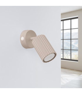 Karbon Round Base Single Spotlight with Switch Taupe 1x GU10-2