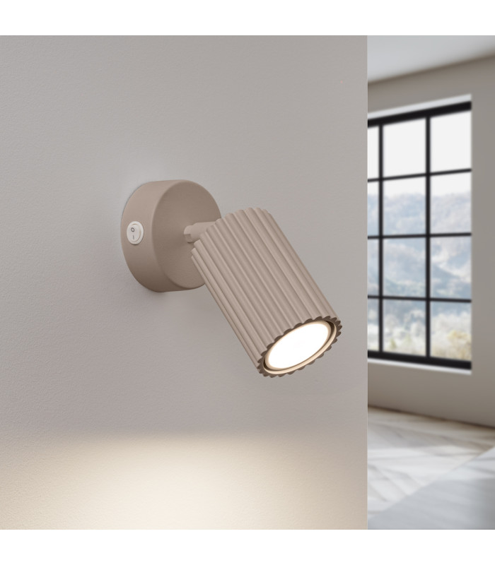 Karbon Round Base Single Spotlight with Switch Taupe 1x GU10-3