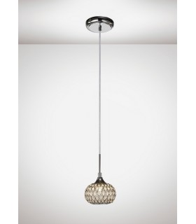 Small Ceiling Pendant 1 Light Polished Chrome, Clear Glass - 2