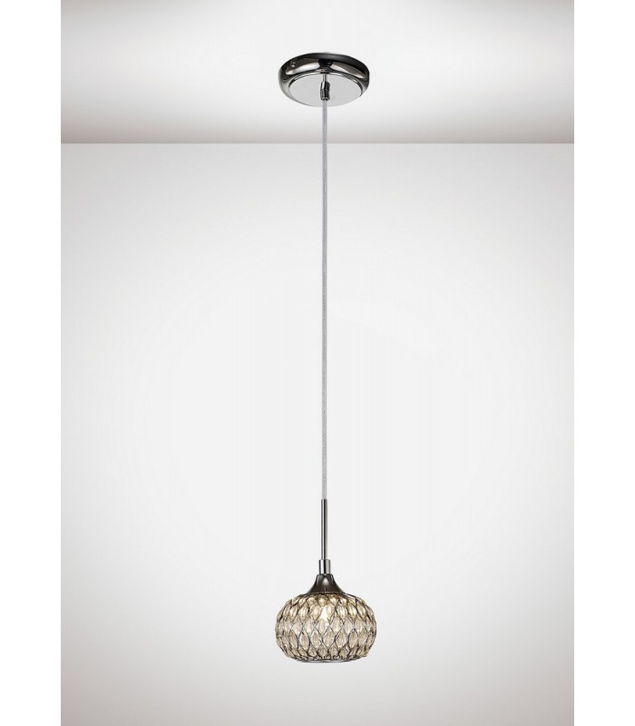 Small Ceiling Pendant 1 Light Polished Chrome, Clear Glass - 2