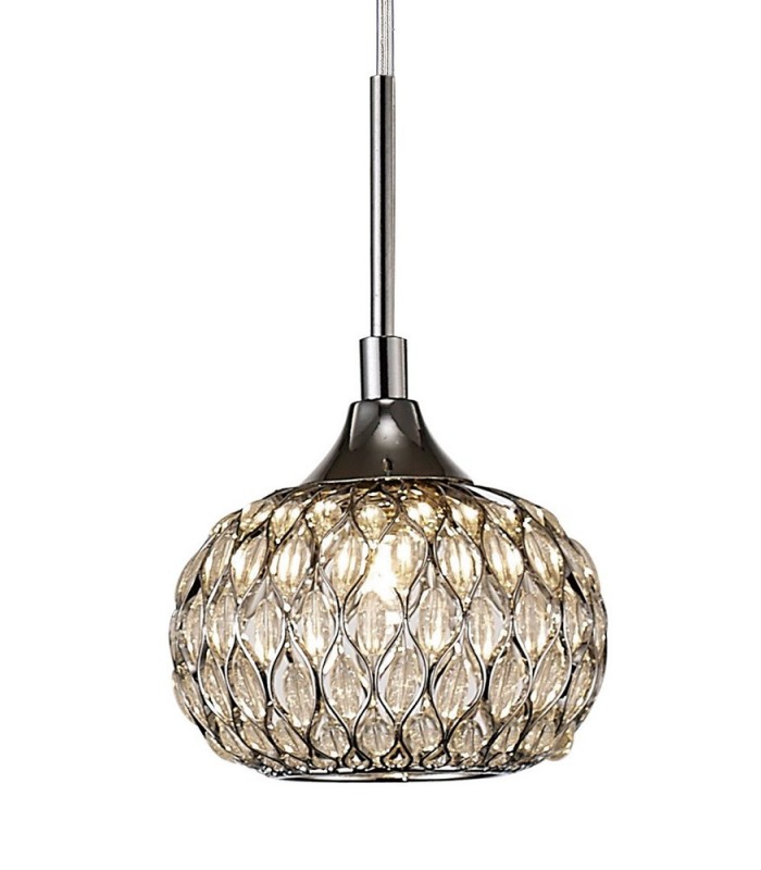 Small Ceiling Pendant 1 Light Polished Chrome, Clear Glass - 5