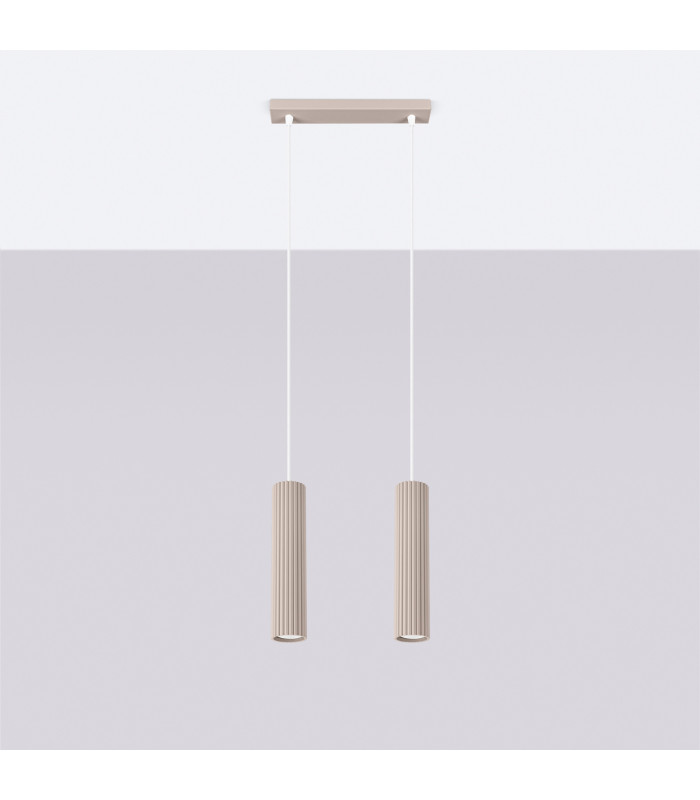 Karbon Bar Pendant Ceiling Light Taupe 2x GU10-2