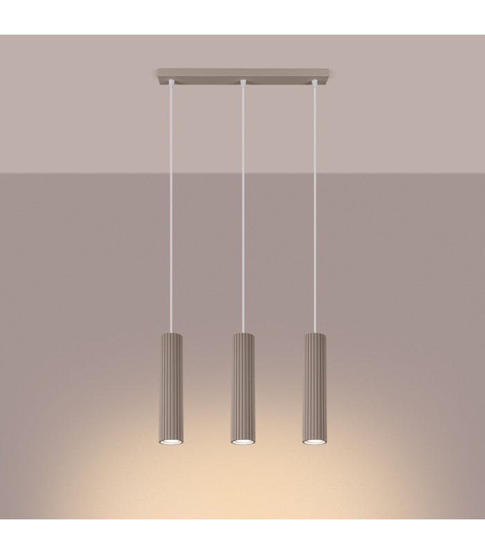 Karbon Bar Pendant Ceiling Light Taupe 3x GU10-3