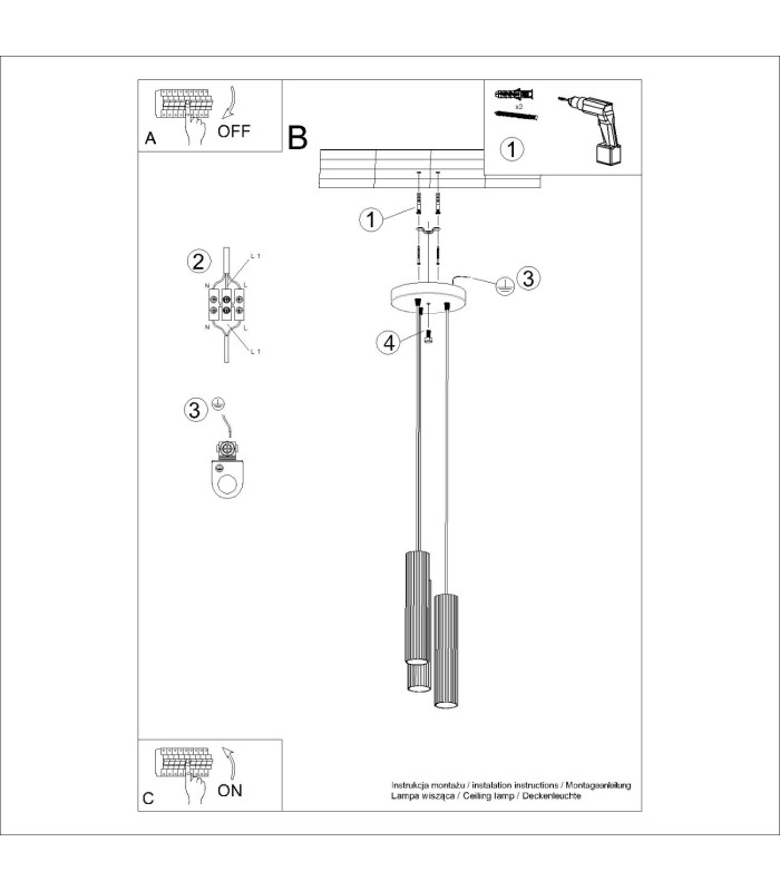 Karbon Cluster Pendant Ceiling Light Taupe 3x GU10-11