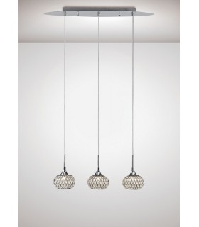 Ceiling Pendant 3 Light Line Polished Chrome, Clear Glass - 2