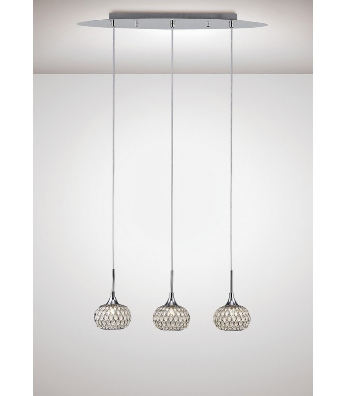 Ceiling Pendant 3 Light Line Polished Chrome, Clear Glass - 2