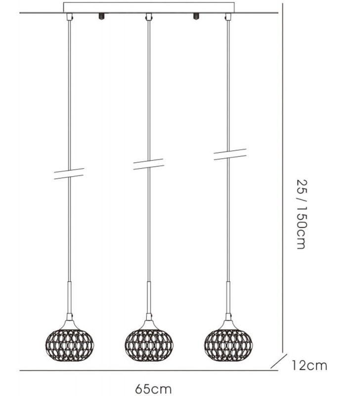 Ceiling Pendant 3 Light Line Polished Chrome, Clear Glass - 3