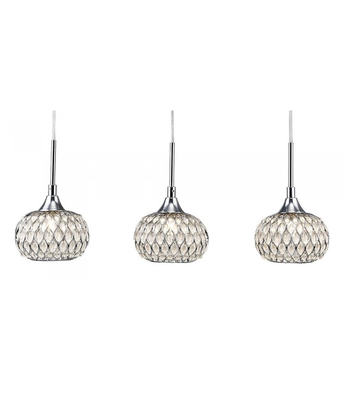 Ceiling Pendant 3 Light Line Polished Chrome, Clear Glass - 5