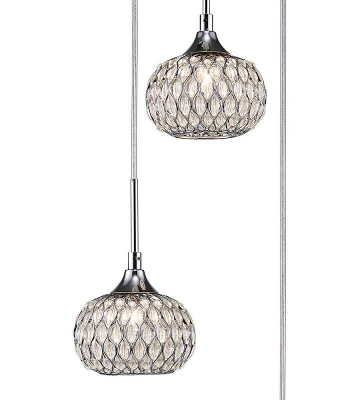 Ceiling Cluster Pendant 3 Light Round Polished Chrome, Clear Glass - 6