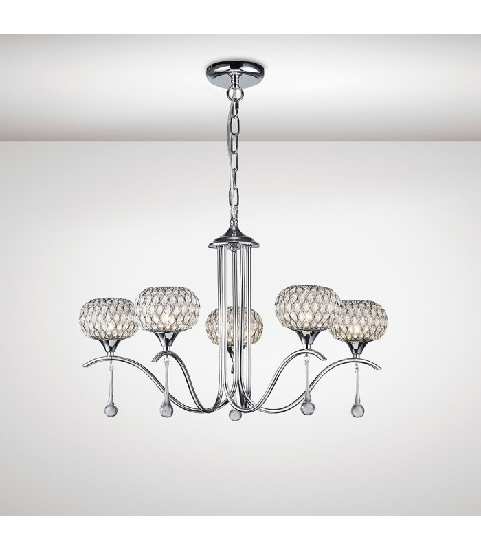 Ceiling Pendant 5 Light Polished Chrome, Clear Glass - 2