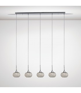 Ceiling Pendant 5 Light Line Polished Chrome, Clear Glass - 2