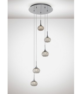 Ceiling Cluster Pendant 5 Light Round Polished Chrome, Clear Glass - 2