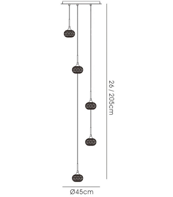 Ceiling Cluster Pendant 5 Light Round Polished Chrome, Clear Glass - 3
