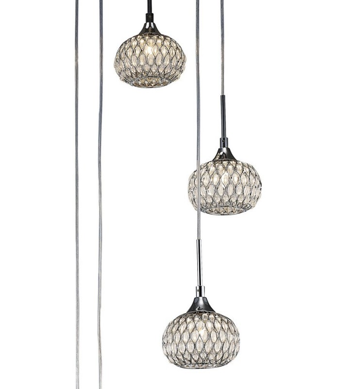 Ceiling Cluster Pendant 5 Light Round Polished Chrome, Clear Glass - 6