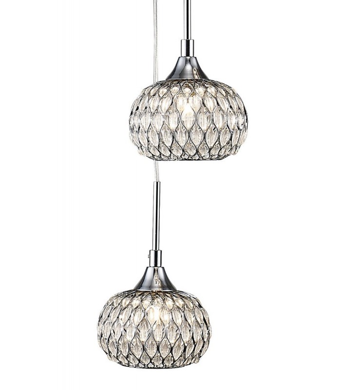 Ceiling Cluster Pendant 5 Light Round Polished Chrome, Clear Glass - 7