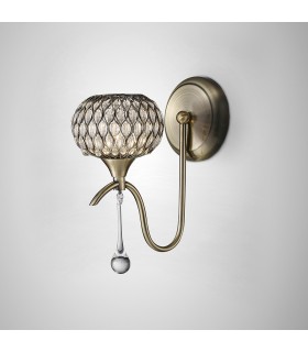 Wall Lamp 1 Light Antique Brass, Clear Glass - 2