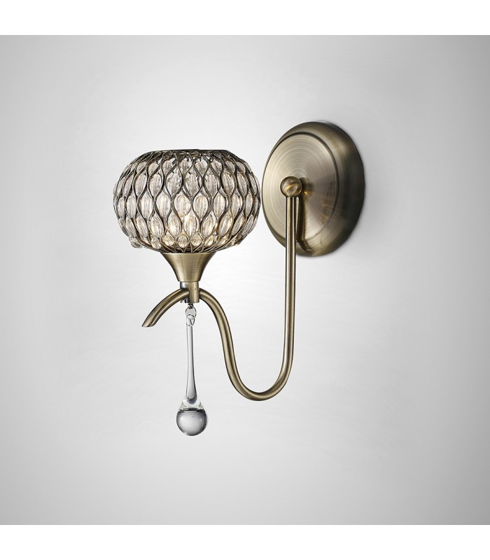 Wall Lamp 1 Light Antique Brass, Clear Glass - 2