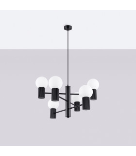 Halo Multi Arm Pendant Ceiling Light Black 6x G9-2