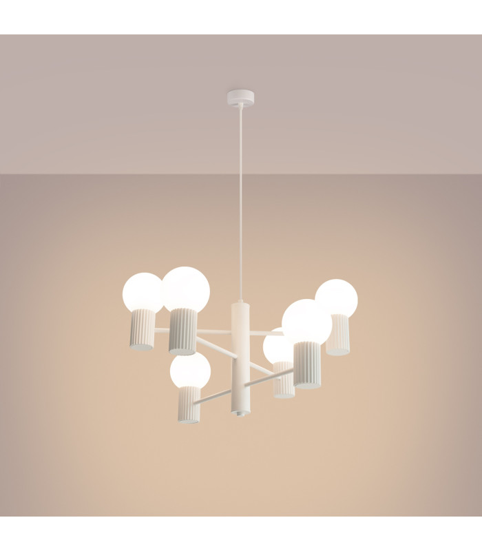 Halo Multi Arm Pendant Ceiling Light White 6x G9-3