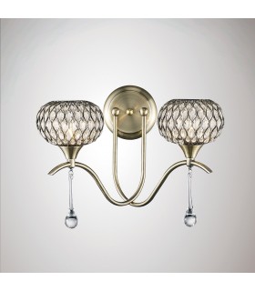 Wall Lamp 2 Light Antique Brass, Clear Glass - 2