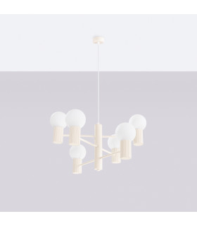 Halo Multi Arm Pendant Ceiling Light Beige 6x G9-2