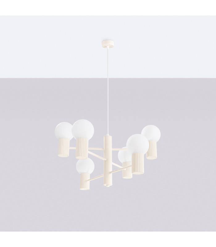 Halo Multi Arm Pendant Ceiling Light Beige 6x G9-2