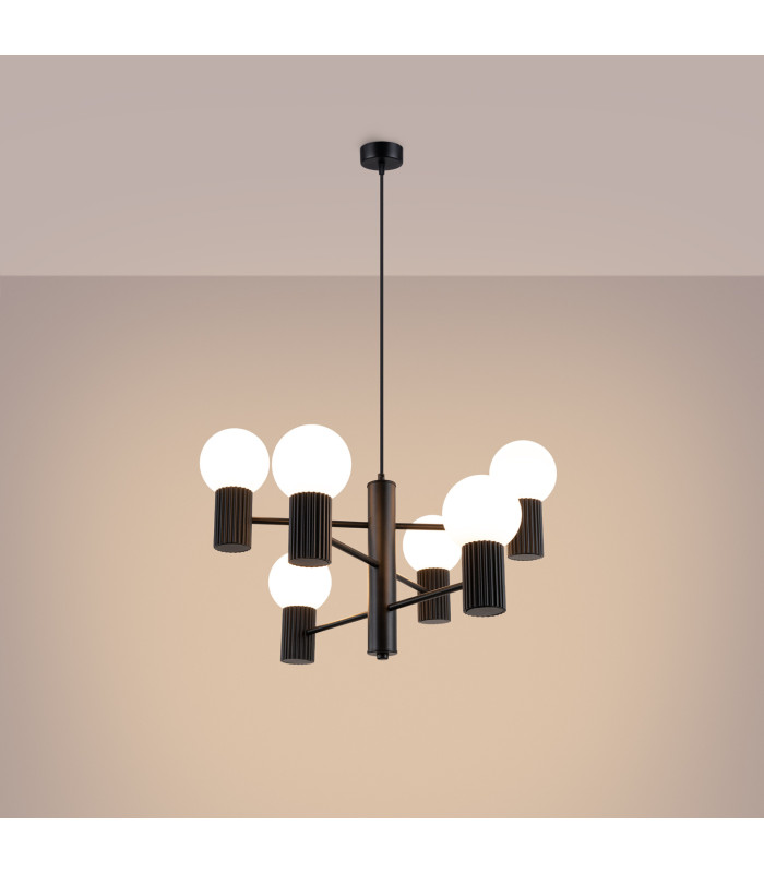 Halo Multi Arm Pendant Ceiling Light Black 6x G9-3