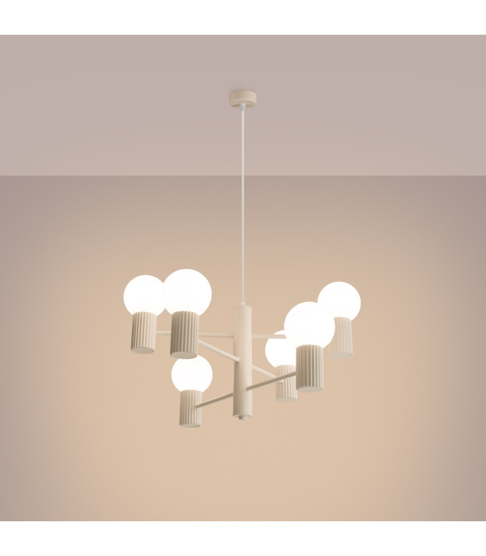 Halo Multi Arm Pendant Ceiling Light Beige 6x G9-3