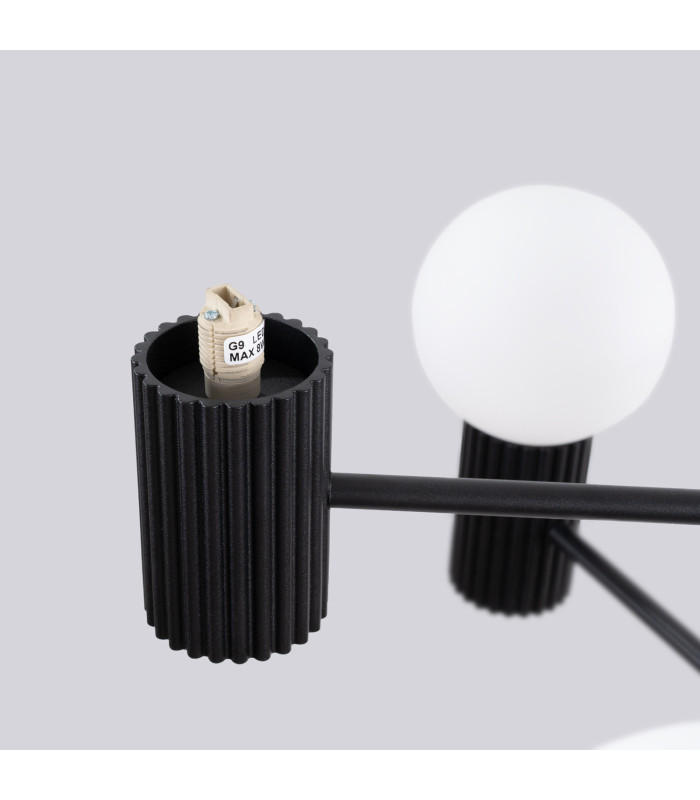 Halo Multi Arm Pendant Ceiling Light Black 6x G9-8