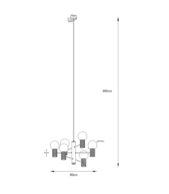 Halo Multi Arm Pendant Ceiling Light Black 6x G9-10