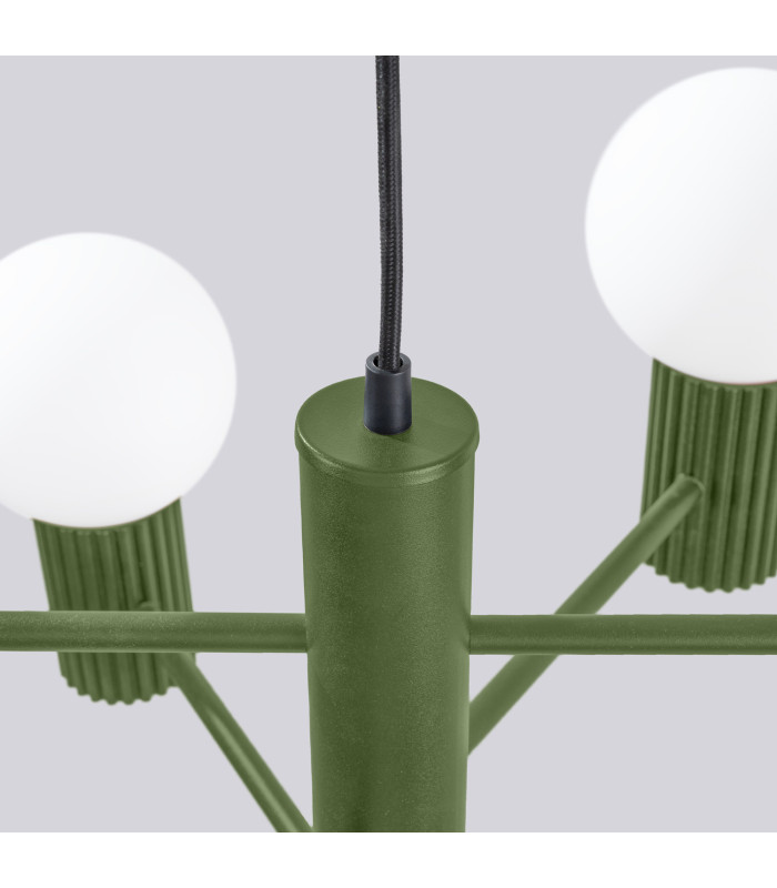 Halo Multi Arm Pendant Ceiling Light Olive Green 6x G9-6
