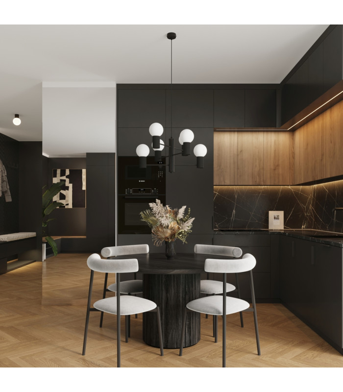 Halo Multi Arm Pendant Ceiling Light Black 6x G9-12