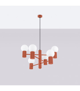 Halo Multi Arm Pendant Ceiling Light Red Ochre 6x G9-2