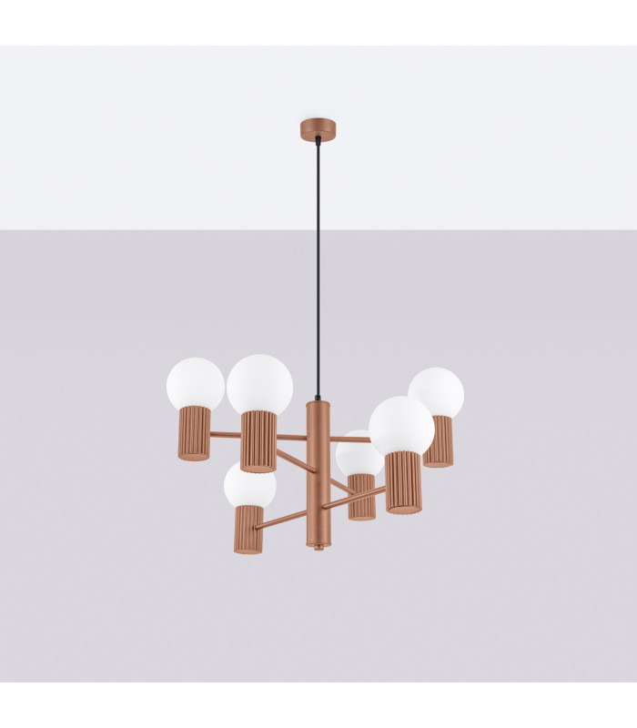Halo Multi Arm Pendant Ceiling Light Mocha 6x G9-2