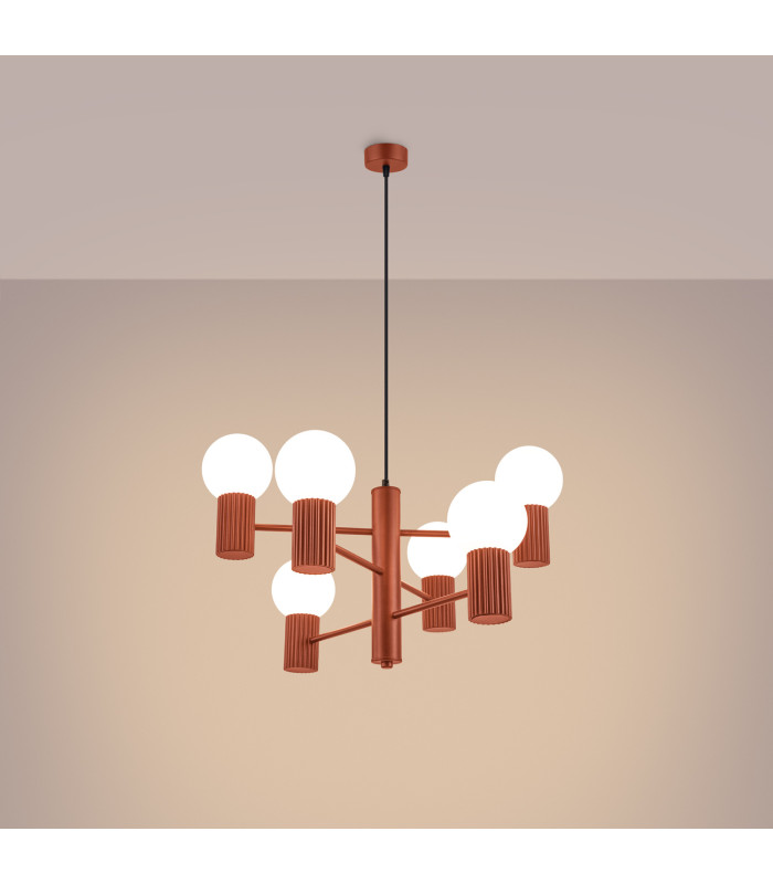 Halo Multi Arm Pendant Ceiling Light Red Ochre 6x G9-3