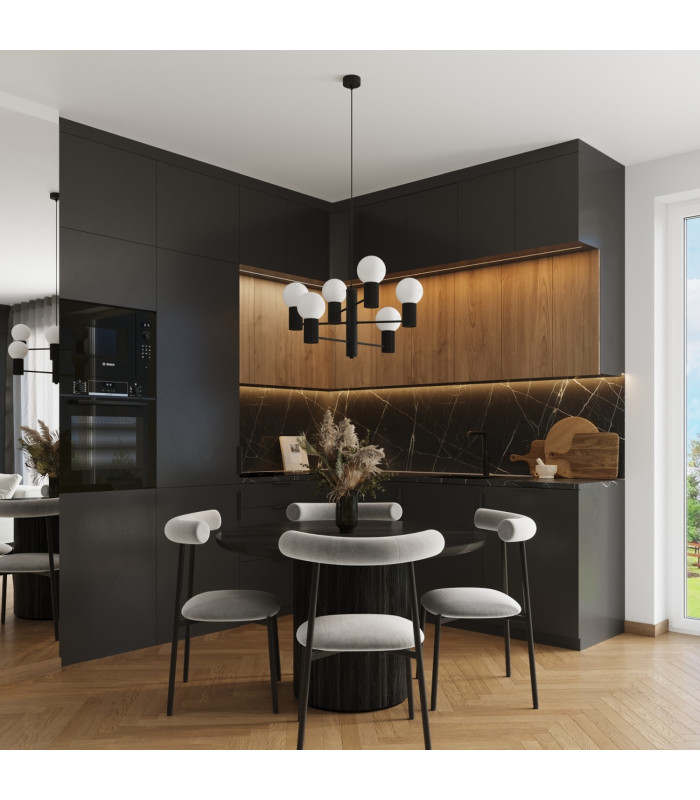 Halo Multi Arm Pendant Ceiling Light Black 6x G9-13