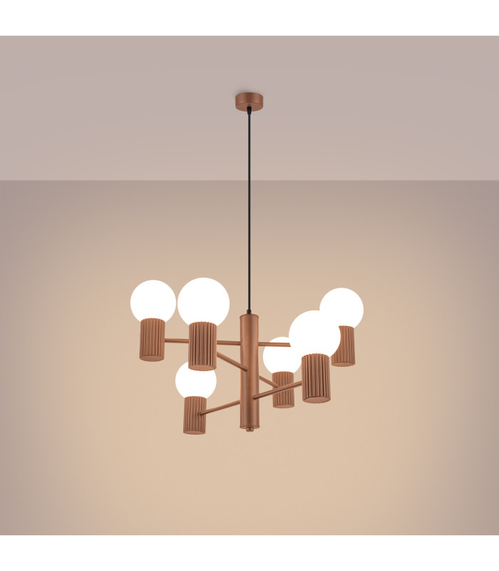 Halo Multi Arm Pendant Ceiling Light Mocha 6x G9-3