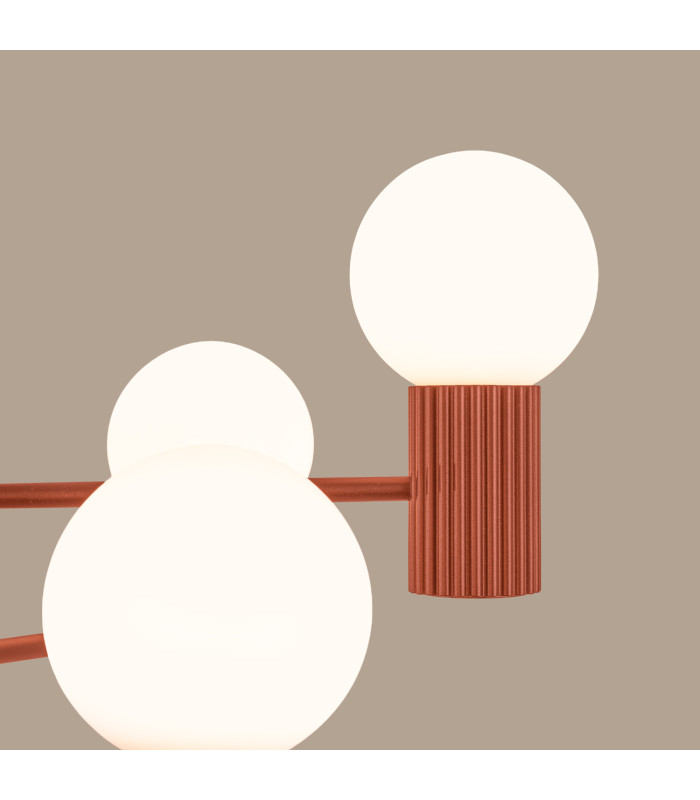 Halo Multi Arm Pendant Ceiling Light Red Ochre 6x G9-4