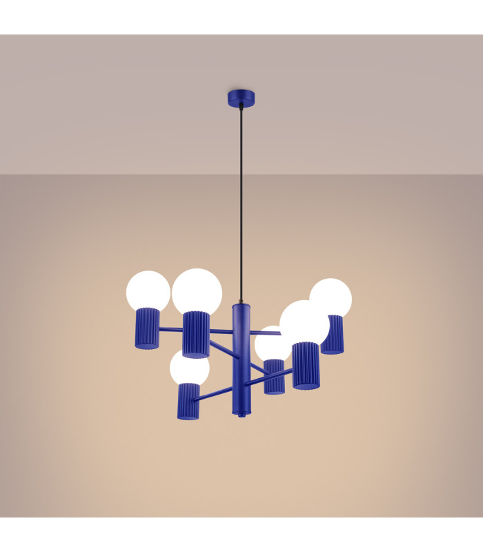 Halo Multi Arm Pendant Ceiling Light Ultramarine 6x G9-3