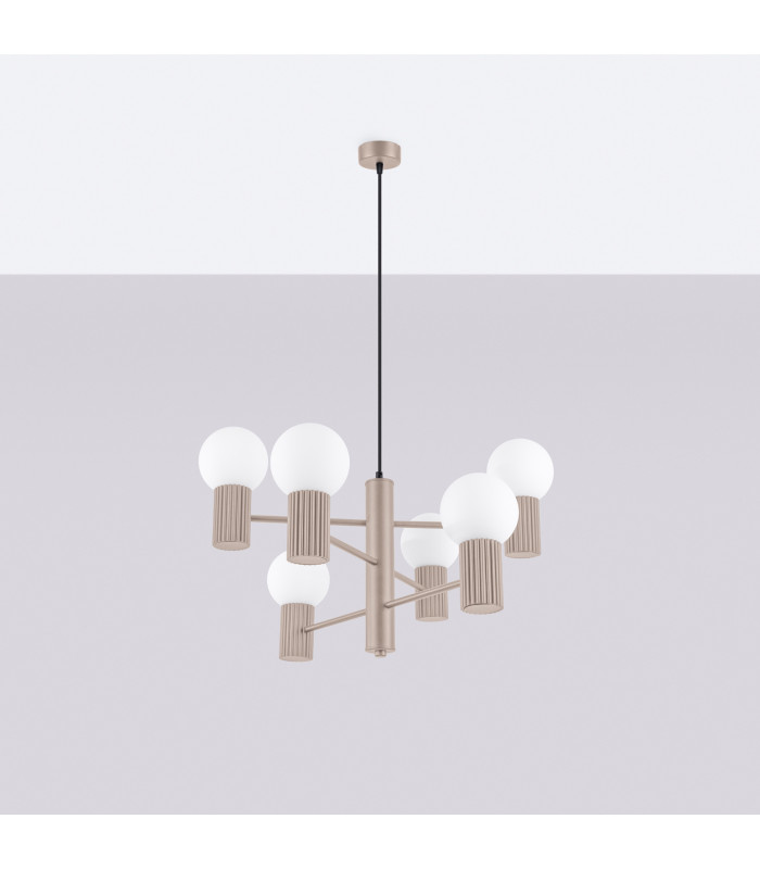 Halo Multi Arm Pendant Ceiling Light Taupe 6x G9-2