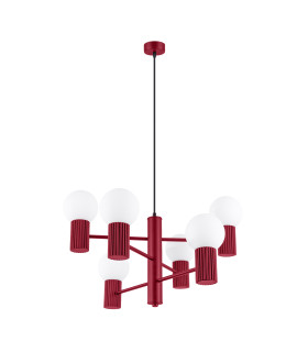 Halo Multi Arm Pendant Ceiling Light Burgundy 6x G9-1
