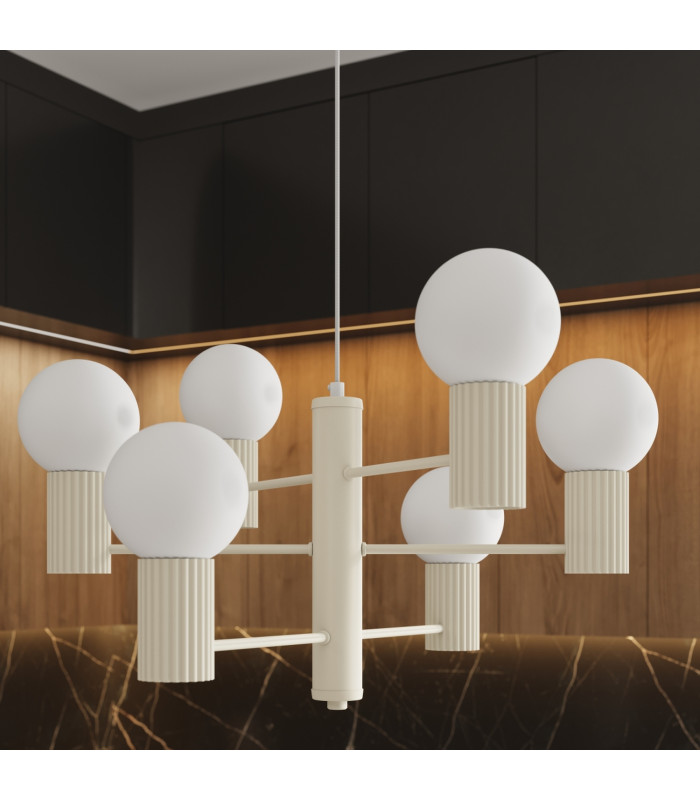 Halo Multi Arm Pendant Ceiling Light Beige 6x G9-14