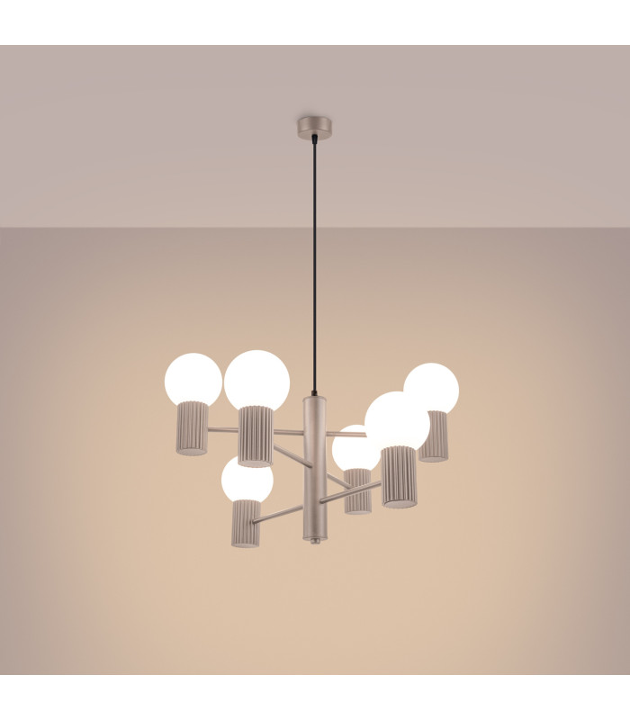 Halo Multi Arm Pendant Ceiling Light Taupe 6x G9-3