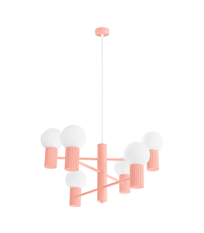 Halo Multi Arm Pendant Ceiling Light Peachy 6x G9-1