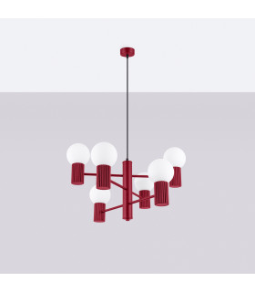 Halo Multi Arm Pendant Ceiling Light Burgundy 6x G9-2