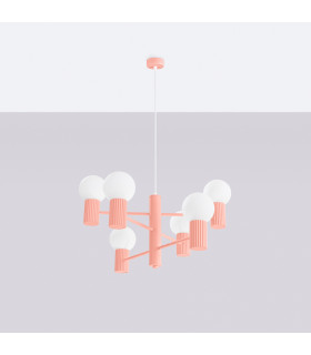 Halo Multi Arm Pendant Ceiling Light Peachy 6x G9-2