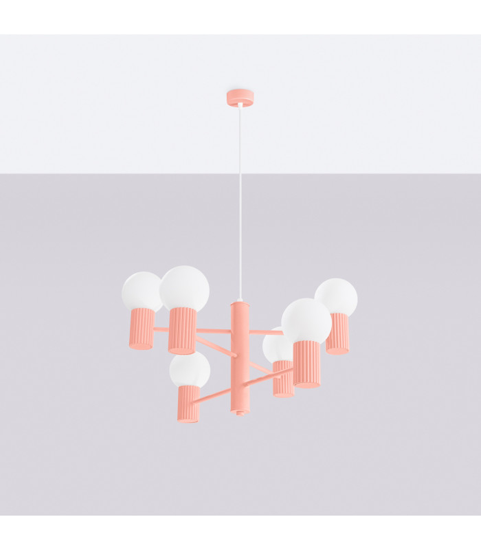Halo Multi Arm Pendant Ceiling Light Peachy 6x G9-2