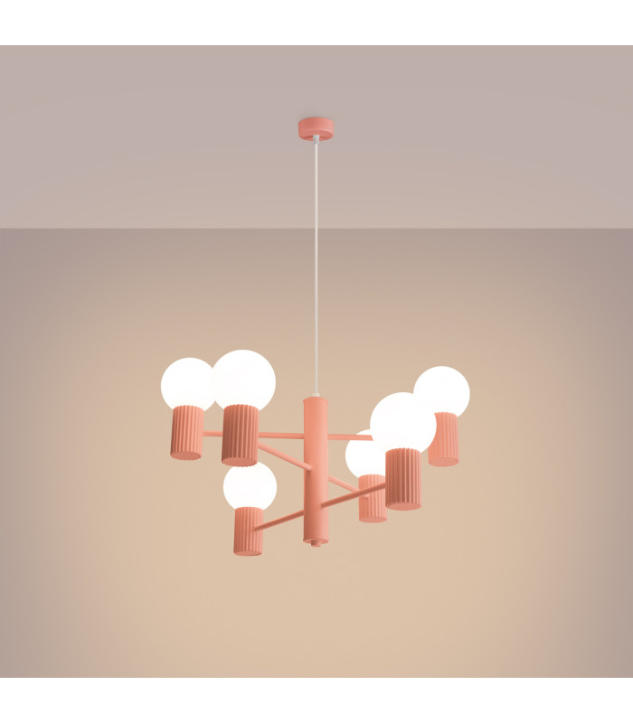 Halo Multi Arm Pendant Ceiling Light Peachy 6x G9-3