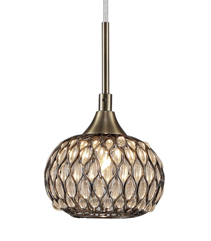 Small Ceiling Pendant 1 Light Antique Brass, Clear Glass - 5